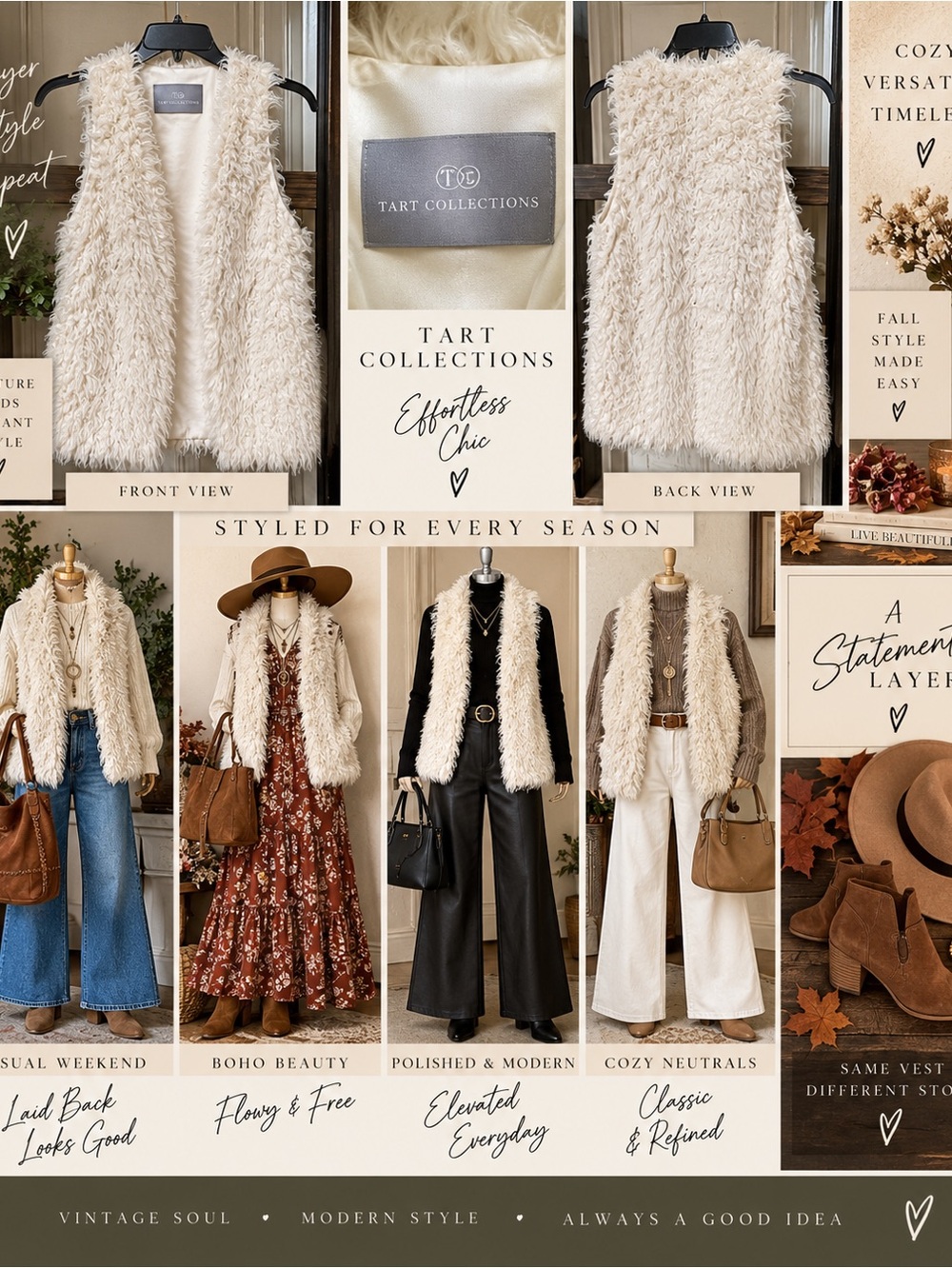 Tart Collections “Garbried” Shaggy Faux Fur Vest - Cozy Layering Piece